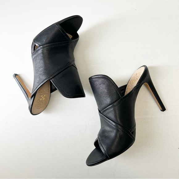 Vince Camuto Kazzia Black Leather Heeled Mules Open Toe Stilleto Size 8 UNWORN - Picture 14 of 16